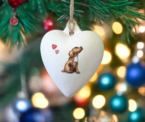 Cocker (Working) Chocolate Ceramic Heart Bauble